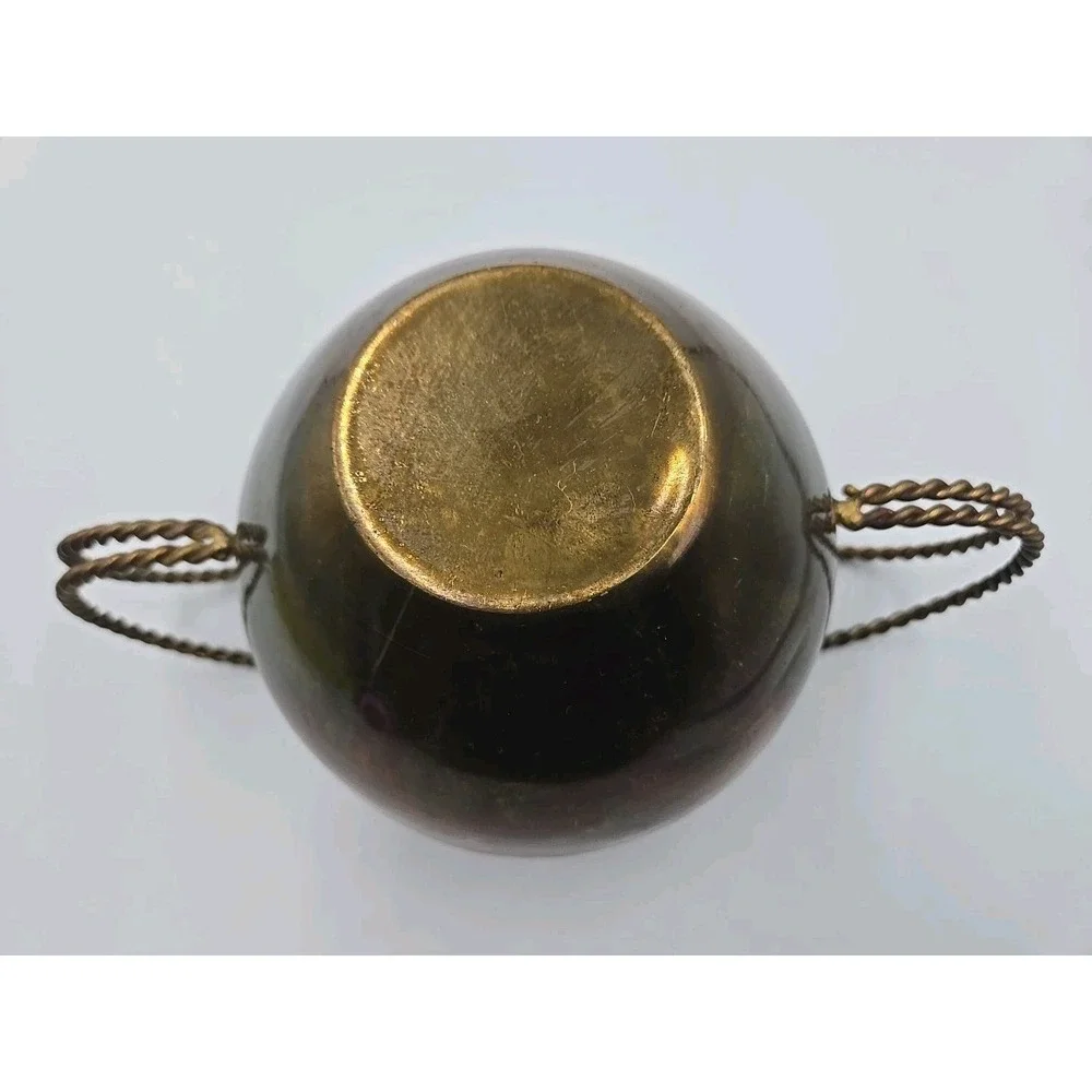 MCM Brass Vase Twisted Wire‎ Handles 6